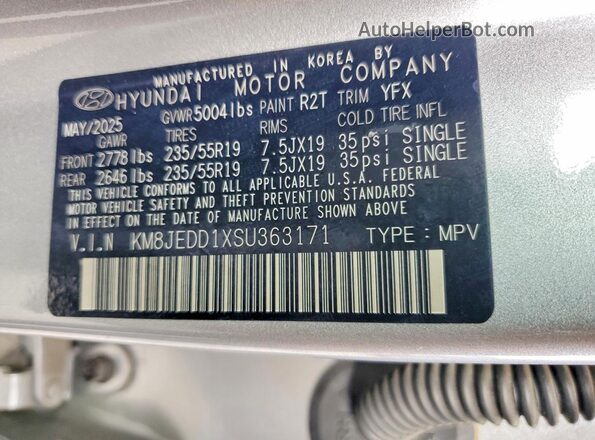 KM8JEDD1XSU363171 2025 HYUNDAI TUCSON Silver 