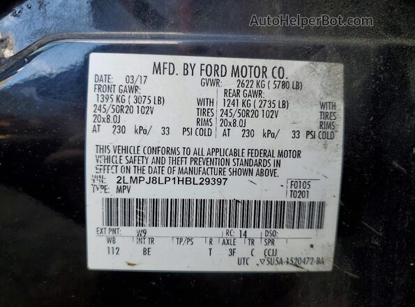 2LMPJ8LP1HBL29397 2017 LINCOLN MKX Black 
