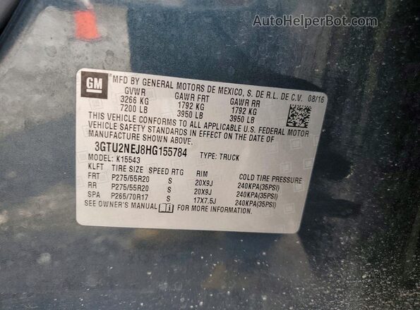 3GTU2NEJ8HG155784 2017 GMC SIERRA Gray 