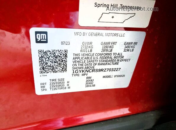 1GYKNCRS9RZ703227 2024 CADILLAC XT5 Red 