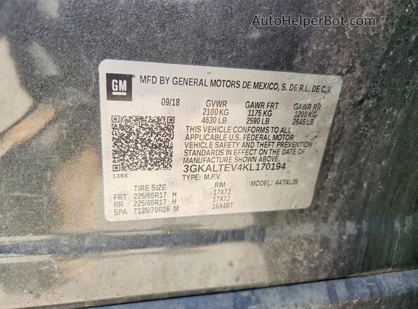 3GKALTEV4KL170194 2019 GMC TERRAIN Gray 