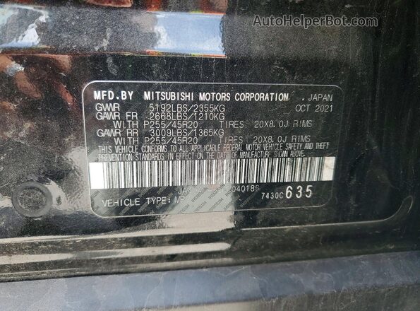 JA4J4TA82NZ040186 2022 MITSUBISHI OUTLANDER Black 