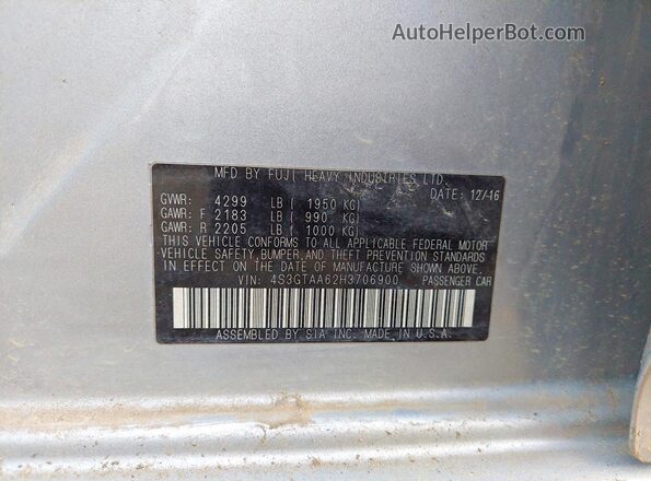 4S3GTAA62H3706900 2017 SUBARU IMPREZA Silver 