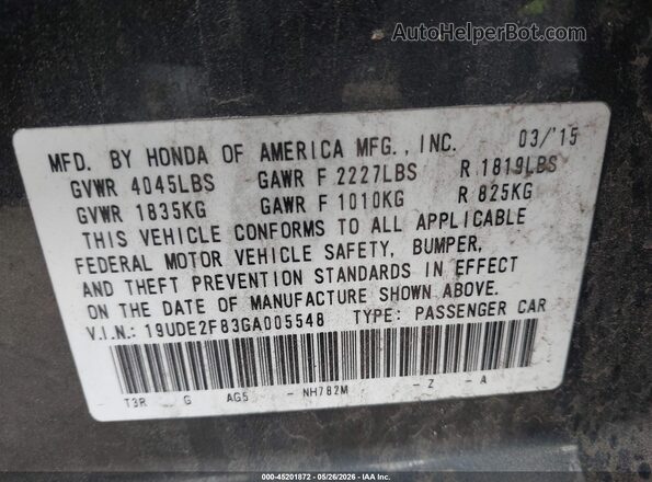 19UDE2F83GA005548 2016 ACURA ILX Gray 