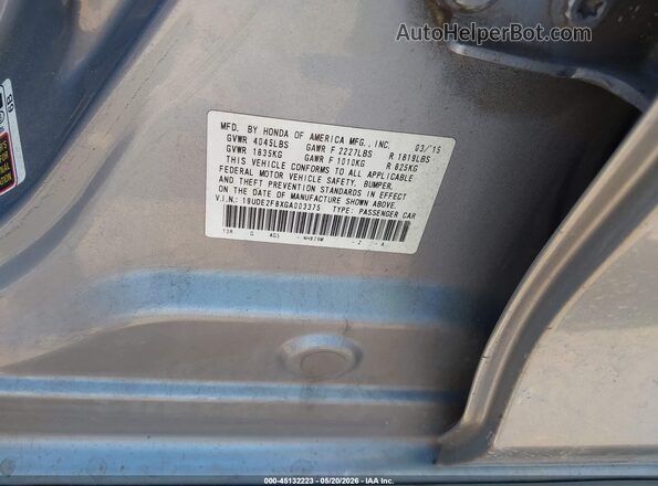 19UDE2F8XGA003375 2016 ACURA ILX Silver ძრავის განყოფილების ხედი
