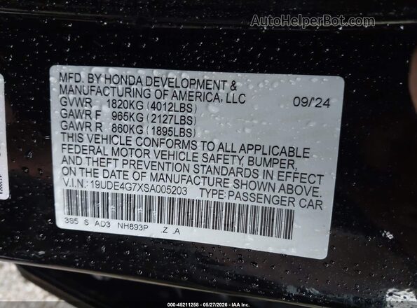 19UDE4G7XSA005203 2025 ACURA INTEGRA Черный Вид подкапотного пространства