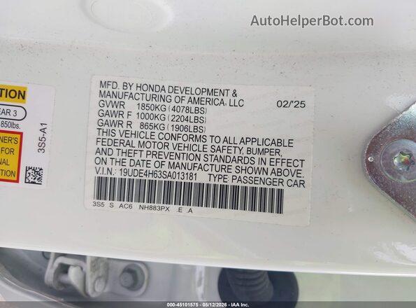 19UDE4H63SA013181 2025 ACURA INTEGRA Белый Вид подкапотного пространства