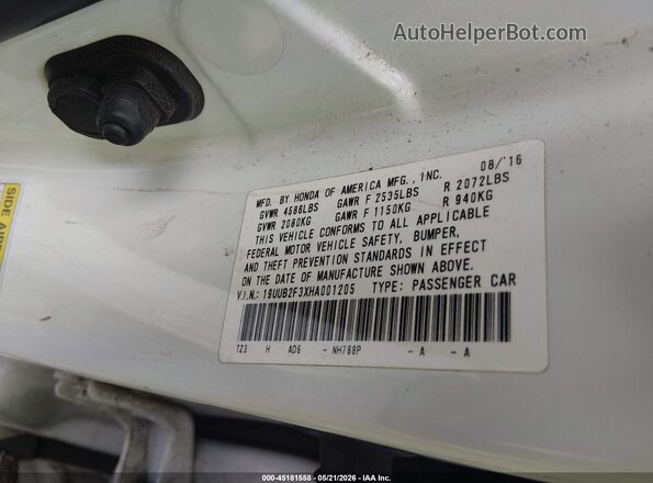 19UUB2F3XHA001205 2017 ACURA TLX Белый Вид подкапотного пространства