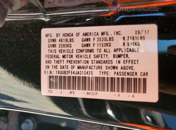 19UUB2F54JA010425 2018 ACURA TLX Black 