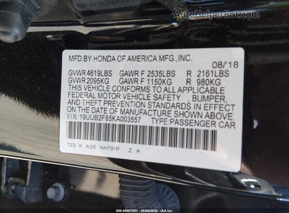 19UUB2F65KA003557 2019 ACURA TLX Black 