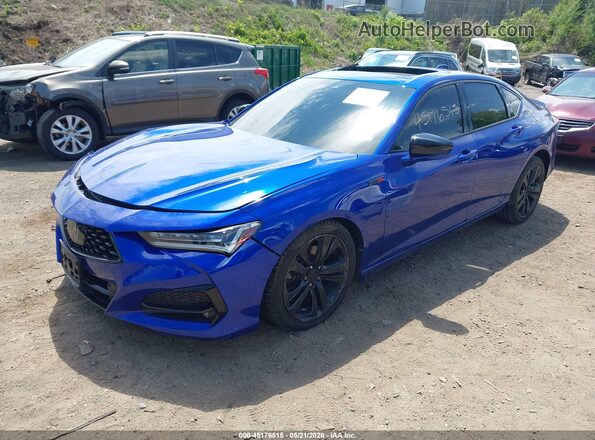 19UUB6F52MA003615 2021 ACURA TLX Blue Առջևի ձախ երեք քառորդ տեսարան