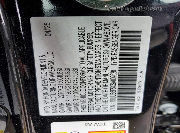 19UUB6F5XSA002628 2025 ACURA TLX Black Widok komory silnika