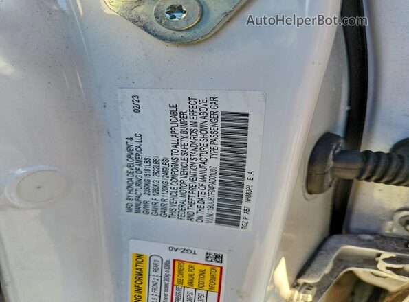 19UUB7F04PA001007 2023 ACURA TLX White Widok naklejki z numerem VIN