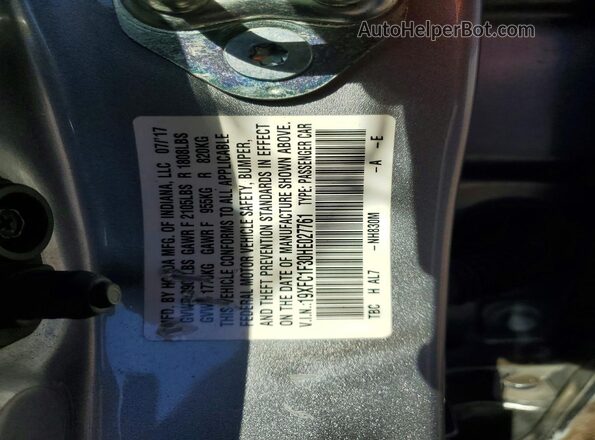 19XFC1F30HE027761 2017 HONDA CIVIC Silver 