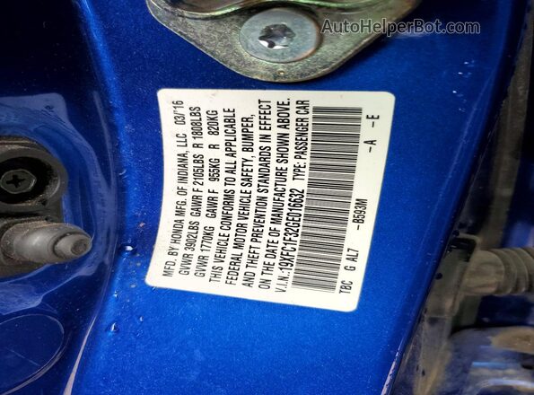 19XFC1F32GE016632 2016 HONDA CIVIC Blue 
