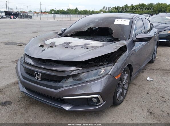 19XFC1F34KE009822 2019 HONDA CIVIC Gray Առջևի ձախ երեք քառորդ տեսարան