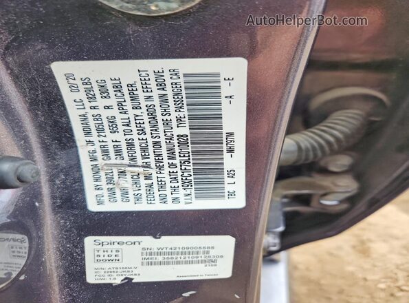 19XFC1F75LE010028 2020 HONDA CIVIC Gray 
