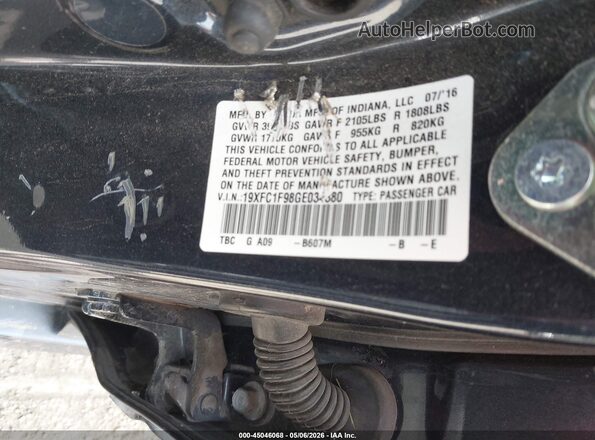 19XFC1F98GE034380 2016 HONDA CIVIC Black 