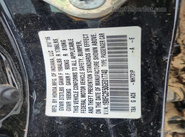 19XFC2F50GE017740 2016 HONDA CIVIC Black 
