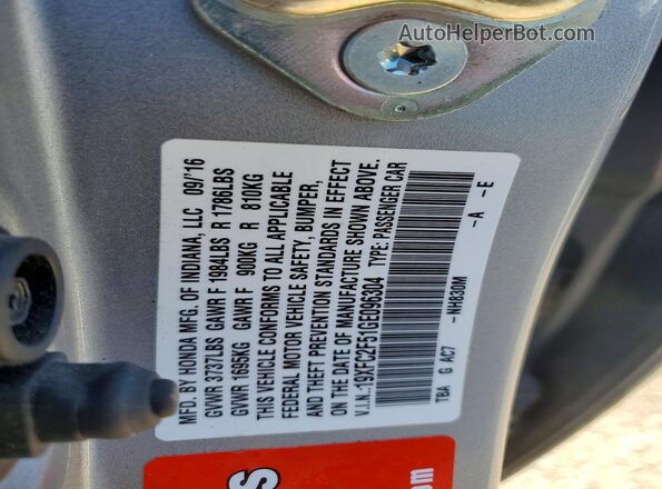 19XFC2F51GE096304 2016 HONDA CIVIC Silver Vista del compartimento del motor