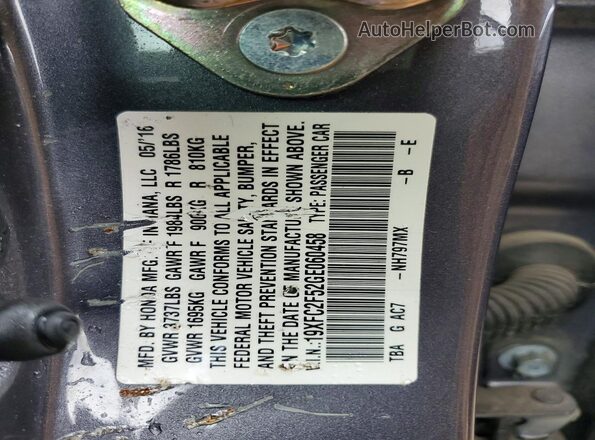 19XFC2F52GE060458 2016 HONDA CIVIC Серый 