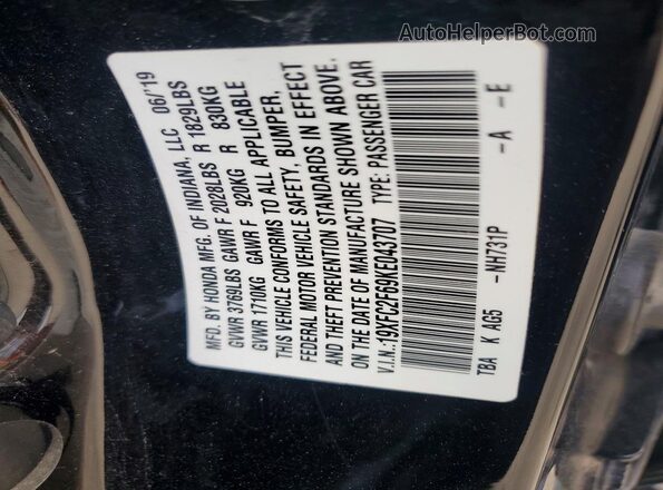 19XFC2F69KE043707 2019 HONDA CIVIC Black 