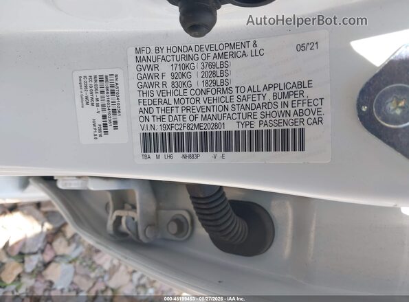 19XFC2F82ME202801 2021 HONDA CIVIC White 