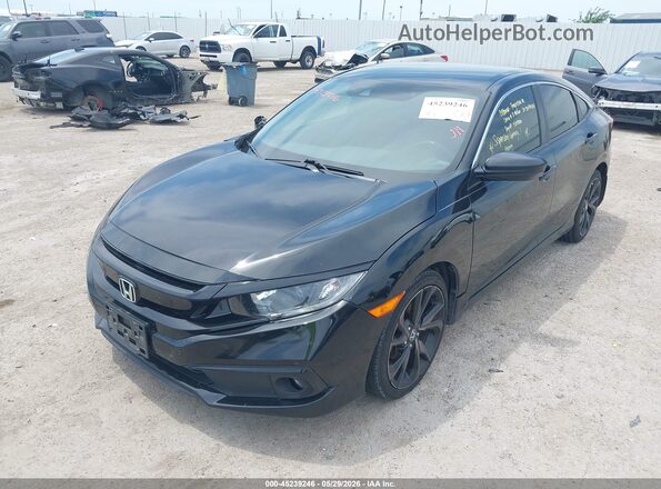 19XFC2F84KE012690 2019 HONDA CIVIC Black წინა მარცხენა ხედი სამი მეოთხედიდან