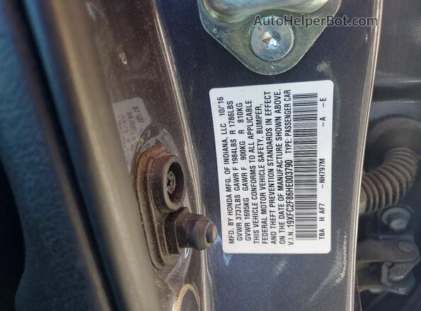 19XFC2F86HE003790 2017 HONDA CIVIC Gray Vista de la etiqueta del VIN
