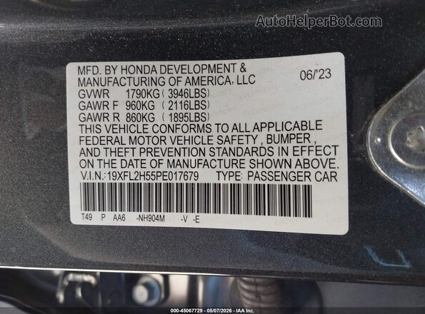 19XFL2H55PE017679 2023 HONDA CIVIC Серый Вид подкапотного пространства
