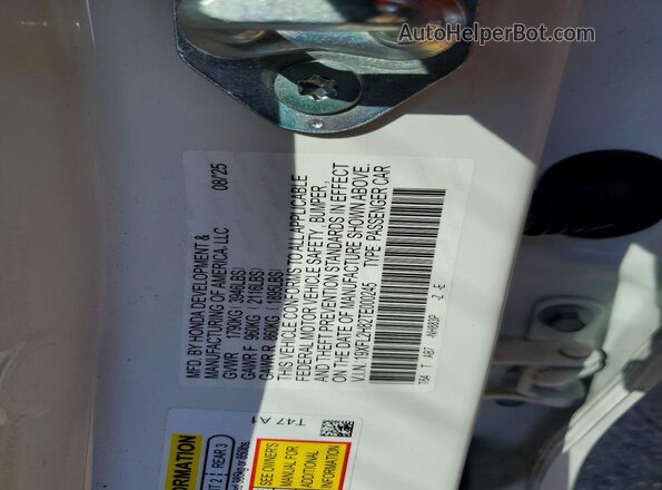 19XFL2H82TE000245 2026 HONDA CIVIC White ძრავის განყოფილების ხედი
