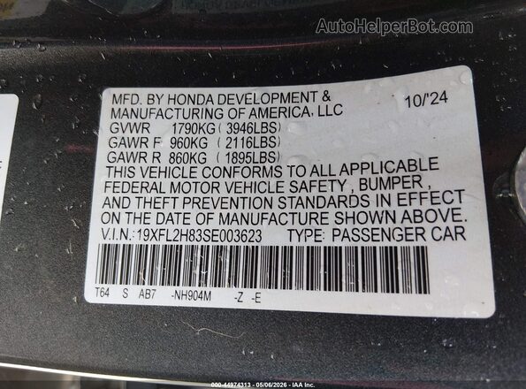 19XFL2H83SE003623 2025 HONDA CIVIC SEDAN Gray 