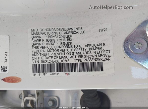 19XFL2H84SE008247 2025 HONDA CIVIC White Engine compartment view