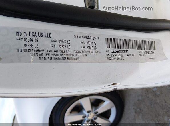 1C3CDFBB1GD625159 2016 DODGE DART White Engine compartment view