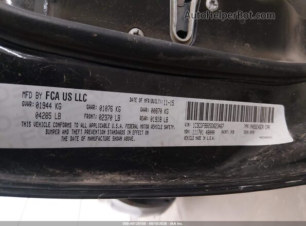 1C3CDFBB2GD623467 2016 DODGE DART Black Շարժիչի բաժամունքի տեսք