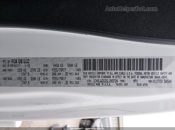 1C4BJWDG2GL203724 2016 JEEP WRANGLER UNLIMITED White 