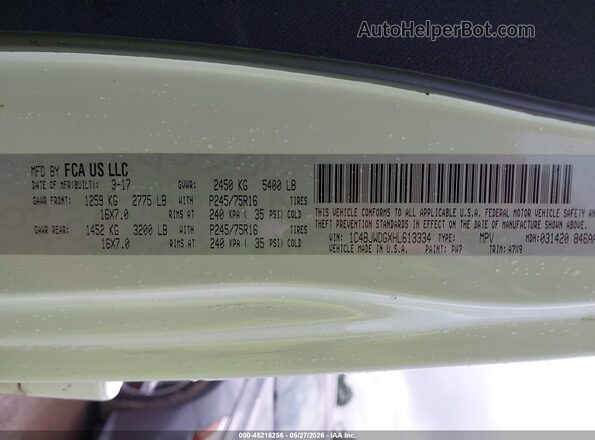 1C4BJWDGXHL613334 2017 JEEP WRANGLER UNLIMITED White 