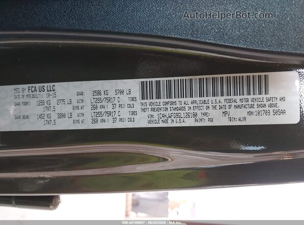1C4HJWFG9GL126180 2016 JEEP WRANGLER UNLIMITED Green ძრავის განყოფილების ხედი