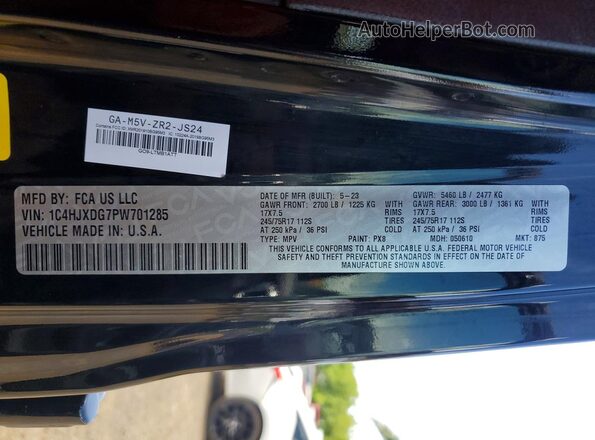 1C4HJXDG7PW701285 2023 JEEP WRANGLER Черный 