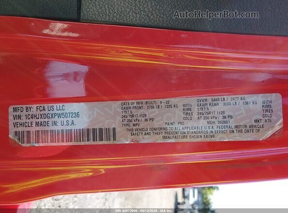 1C4HJXDGXPW507236 2023 JEEP WRANGLER Red 