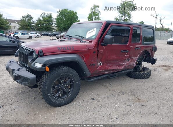 1C4HJXDM4MW752860 2021 JEEP WRANGLER UNLIMITED Maroon Front left