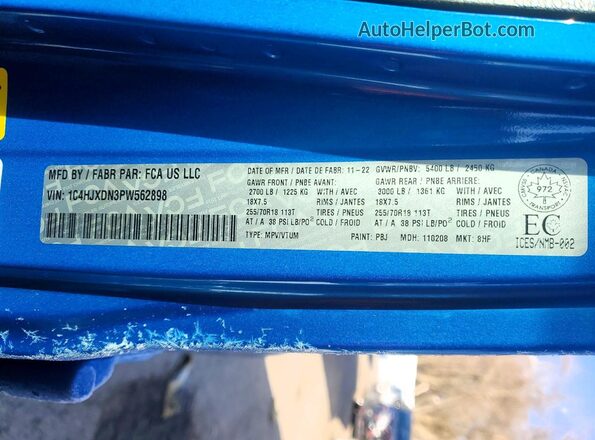 1C4HJXDN3PW562898 2023 JEEP WRANGLER Blue Widok komory silnika