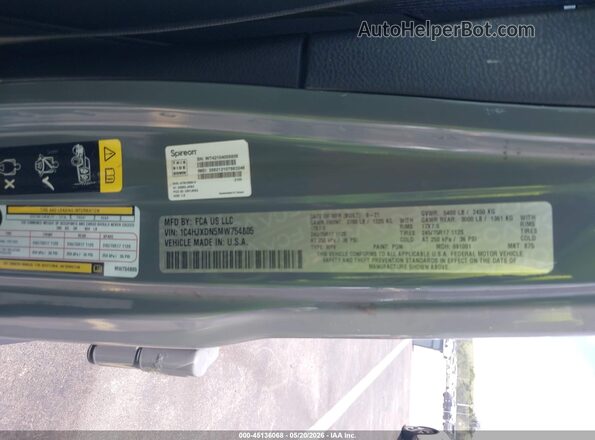 1C4HJXDN5MW754805 2021 JEEP WRANGLER UNLIMITED Gray Շարժիչի բաժամունքի տեսք