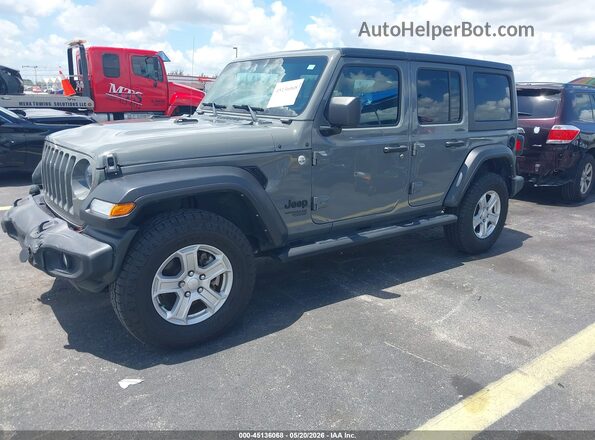 1C4HJXDN5MW754805 2021 JEEP WRANGLER UNLIMITED Gray Առջևի ձախ երեք քառորդ տեսարան