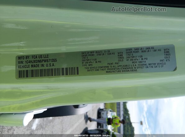 1C4HJXDN6PW671355 2023 JEEP WRANGLER Белый Вид подкапотного пространства
