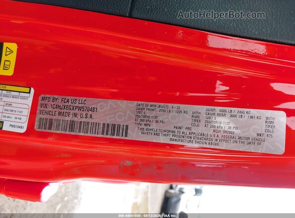 1C4HJXEGXPW570481 2023 JEEP WRANGLER Red Շարժիչի բաժամունքի տեսք