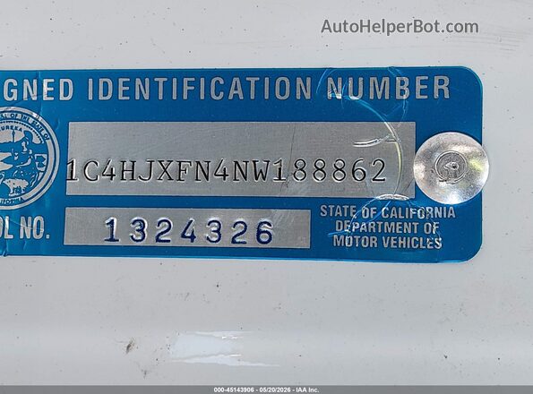 1C4HJXFN4NW188862 2022 JEEP WRANGLER UNLIMITED White Вид підкапотного простору
