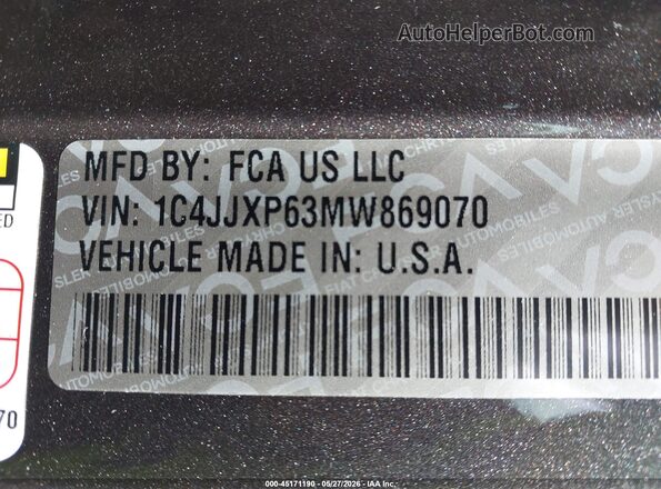 1C4JJXP63MW869070 2021 JEEP WRANGLER Black Widok komory silnika