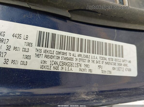 1C4NJCBAXGD611974 2016 JEEP COMPASS Blue Engine compartment view