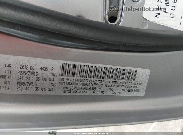 1C4NJCEA0HD151348 2017 JEEP COMPASS Silver ძრავის განყოფილების ხედი